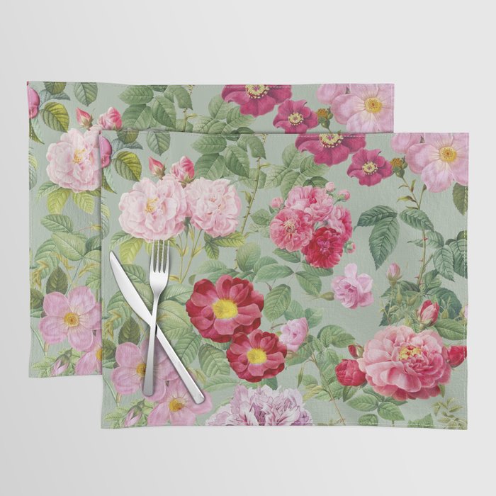 Pink Bloom Botanical Collage Placemat Gallery Image 1