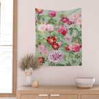 Pink Bloom Botanical Collage Wall Tapestry Gallery Image 2