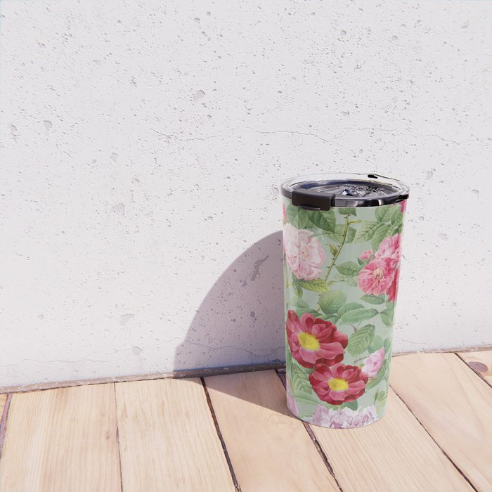 Pink Bloom Botanical Collage Travel Mug Gallery Image 4