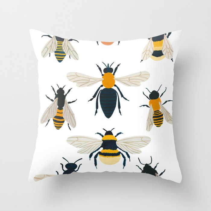 British Bees Throw Pillow Gallery Image 6