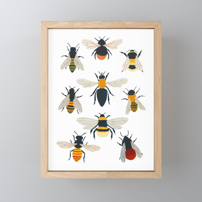 British Bees Mini Art Print Gallery Image 1