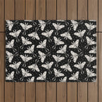 Luna Moth In Black and White Outdoor Rug Gallery Image 1
