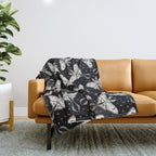 Luna Moth In Black and White Throw Blanket Gallery Image 1