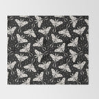 Luna Moth In Black and White Throw Blanket Gallery Image 2