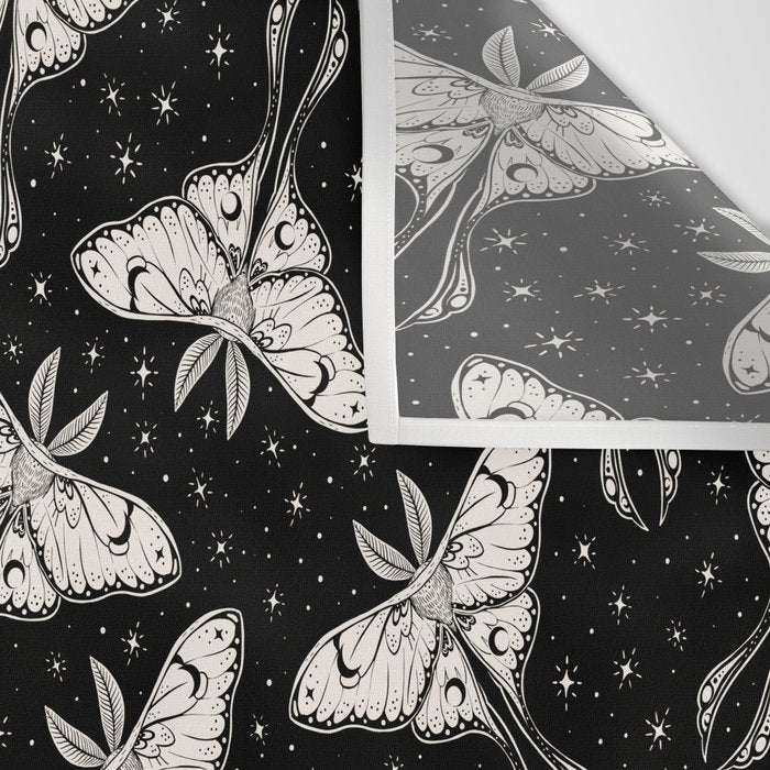 Luna Moth In Black and White Wall Tapestry Gallery Image 3