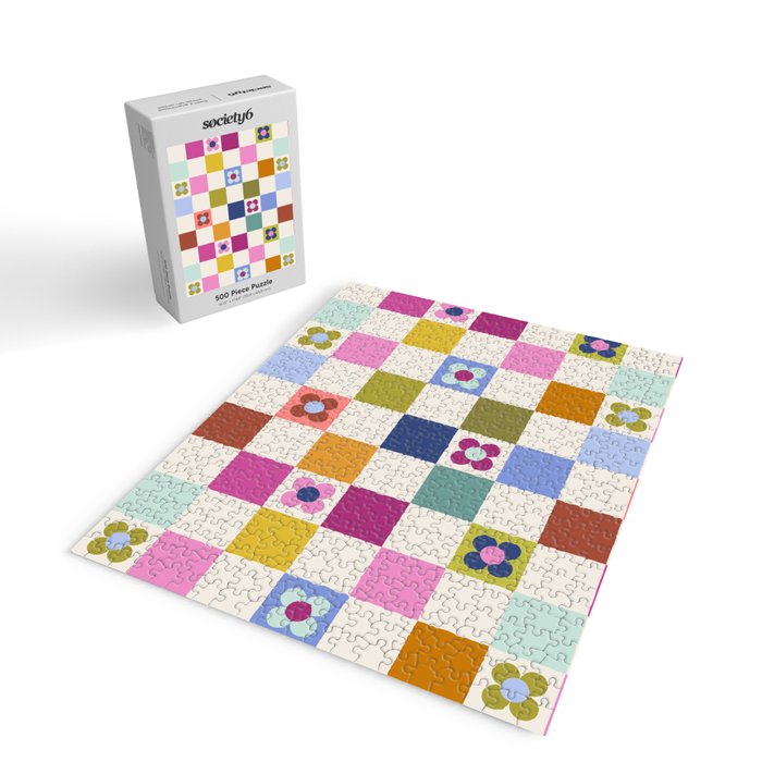 Check mate - retro floral Jigsaw Puzzle Gallery Image 2