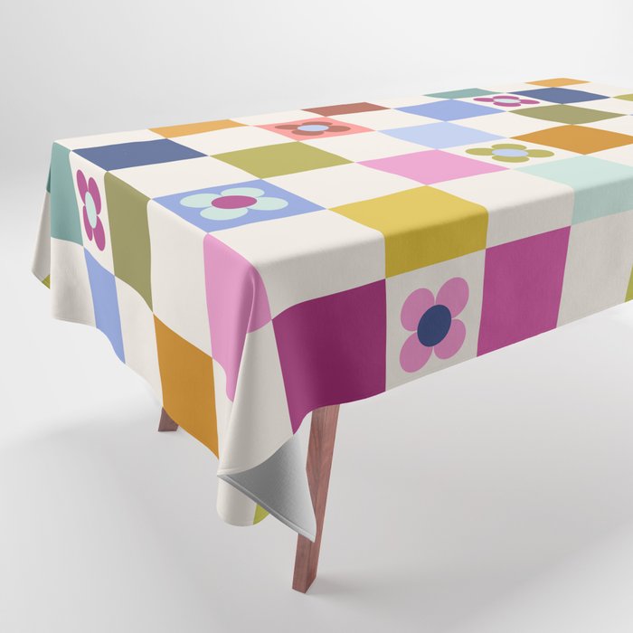 Check mate - retro floral Tablecloth Gallery Image 1