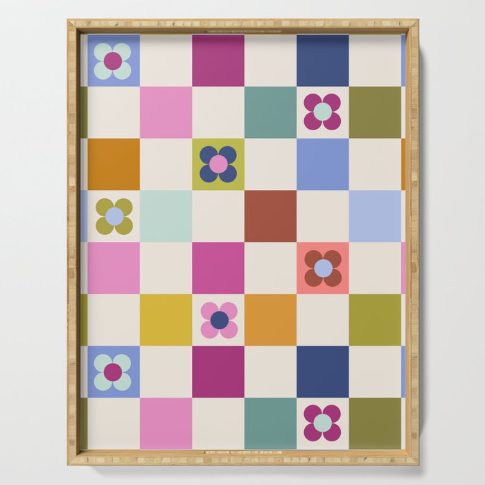 Check mate - retro floral Serving Tray Gallery Image 1