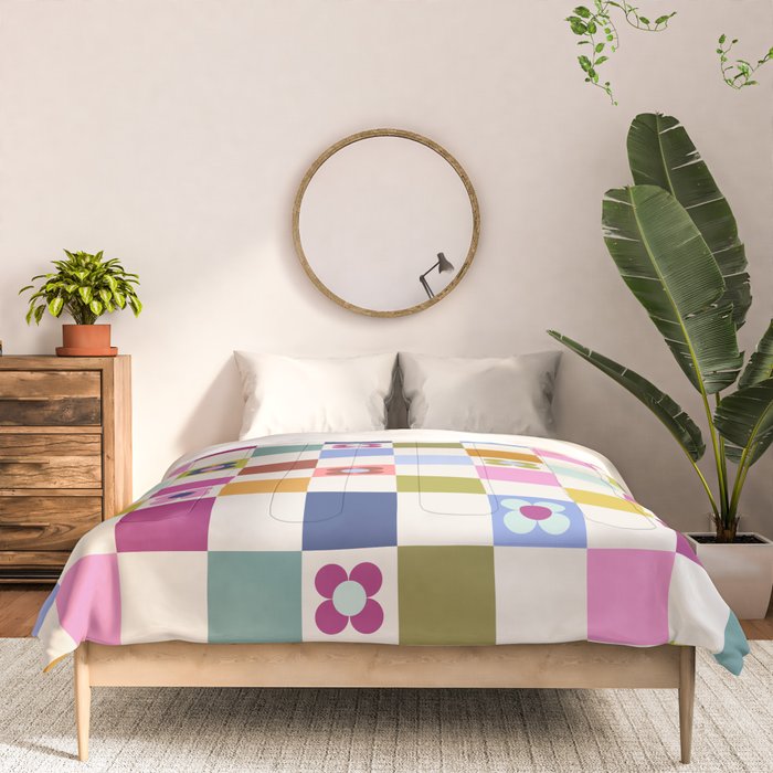 Check mate - retro floral Comforter Gallery Image 3
