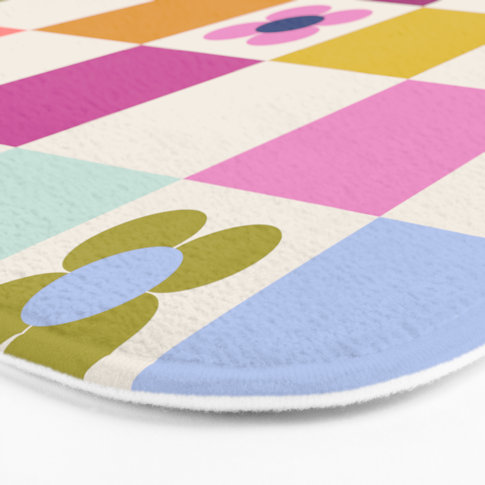 Check mate - retro floral Bath Mat Gallery Image 3