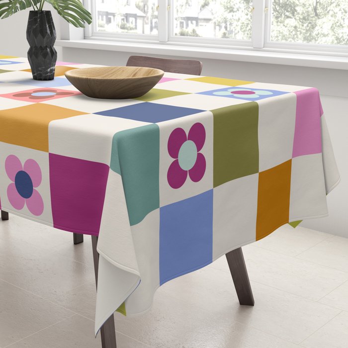 Check mate - retro floral Tablecloth Gallery Image 3