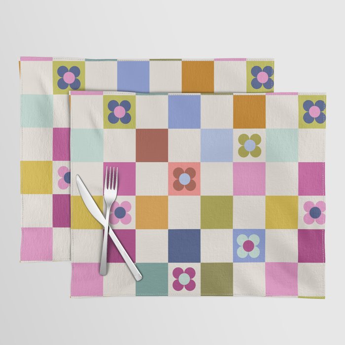 Check mate - retro floral Placemat Gallery Image 1