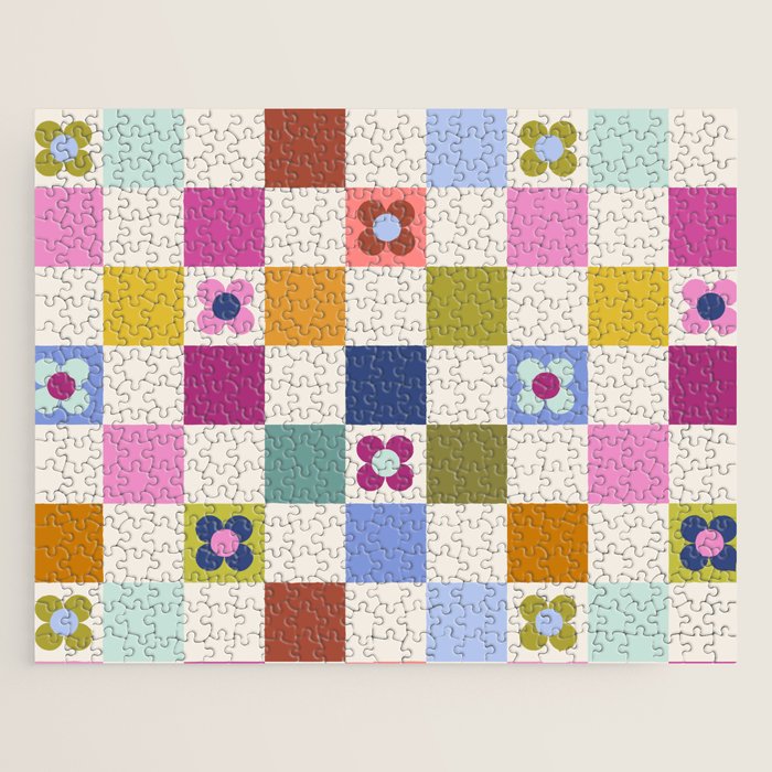 Check mate - retro floral Jigsaw Puzzle Gallery Image 1