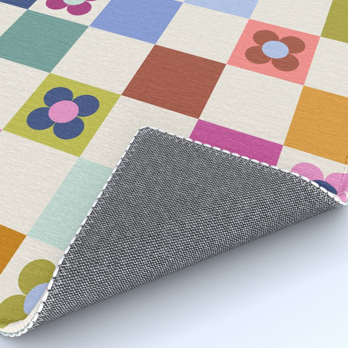 Check mate - retro floral Rug Gallery Image 4