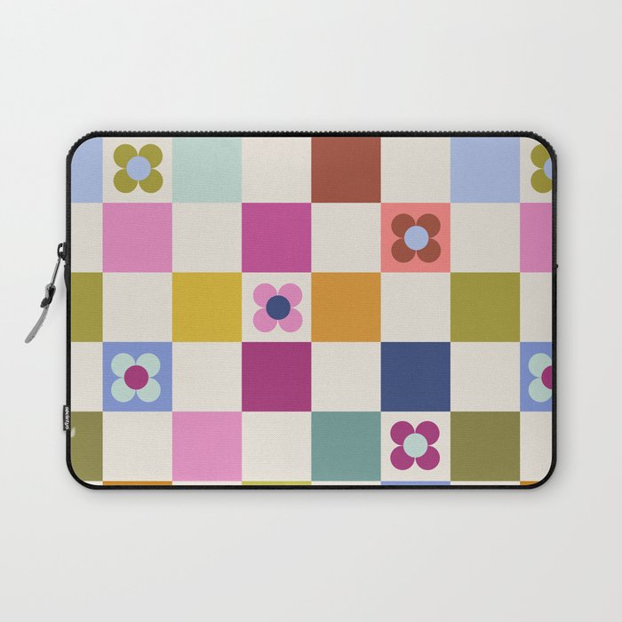 Check mate - retro floral Laptop Sleeve Gallery Image 1