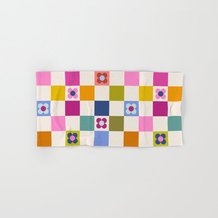 Check mate - retro floral Bath Towel Gallery Image 1