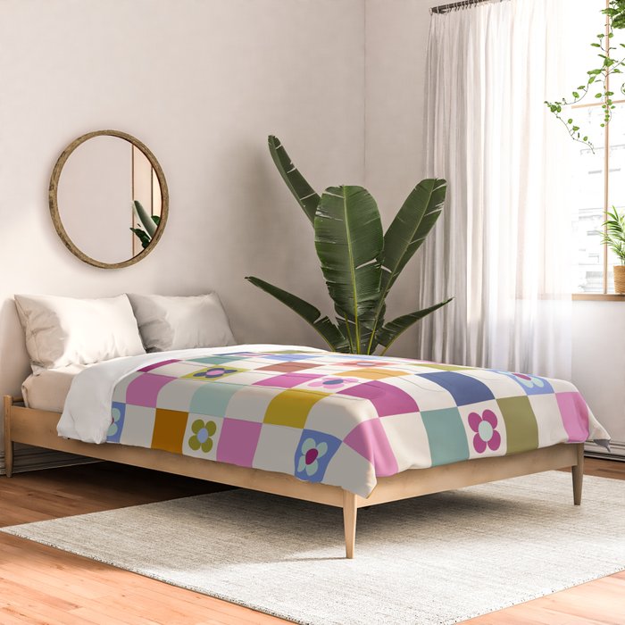 Check mate - retro floral Comforter Gallery Image 2