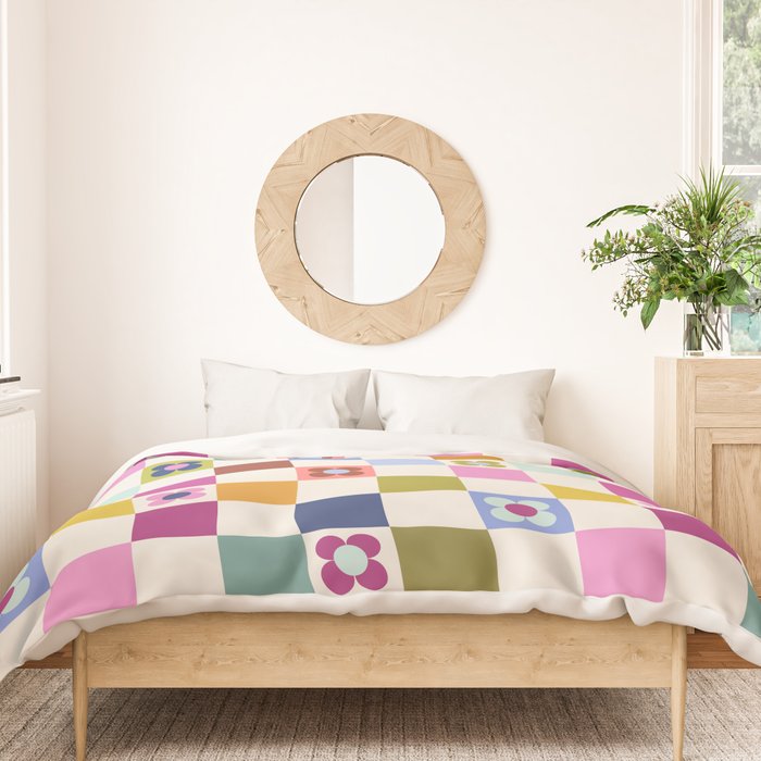 Check mate - retro floral Duvet Cover Gallery Image 3