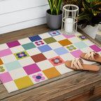 Check mate - retro floral Outdoor Rug Gallery Image 2