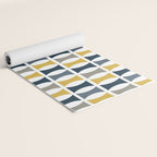Mid Century Modern Geometric Pattern Navy Blue, Mustard Yellow, Gray Yoga Mat Gallery Image 2