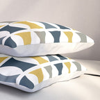 Mid Century Modern Geometric Pattern Navy Blue, Mustard Yellow, Gray Pillow Sham Gallery Image 3