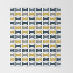 Mid Century Modern Geometric Pattern Navy Blue, Mustard Yellow, Gray Throw Blanket Gallery Image 2