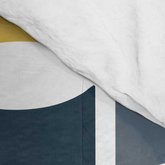 Mid Century Modern Geometric Pattern Navy Blue, Mustard Yellow, Gray Comforter Gallery Image 4