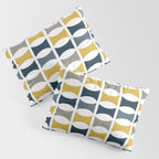 Mid Century Modern Geometric Pattern Navy Blue, Mustard Yellow, Gray Pillow Sham Gallery Image 3