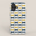 Mid Century Modern Geometric Pattern Navy Blue, Mustard Yellow, Gray iPhone Case Gallery Image 1