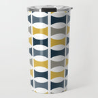 Mid Century Modern Geometric Pattern Navy Blue, Mustard Yellow, Gray Travel Mug Gallery Image 1