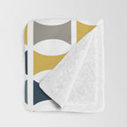 Mid Century Modern Geometric Pattern Navy Blue, Mustard Yellow, Gray Throw Blanket Gallery Image 3