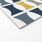 Mid Century Modern Geometric Pattern Navy Blue, Mustard Yellow, Gray Welcome Mat Gallery Image 2