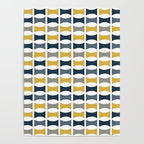 Mid Century Modern Geometric Pattern Navy Blue, Mustard Yellow, Gray Poster Gallery Image 4