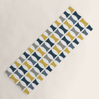 Mid Century Modern Geometric Pattern Navy Blue, Mustard Yellow, Gray Yoga Mat Gallery Image 1