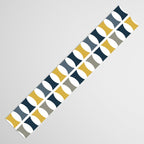 Mid Century Modern Geometric Pattern Navy Blue, Mustard Yellow, Gray Table Runner Gallery Image 3