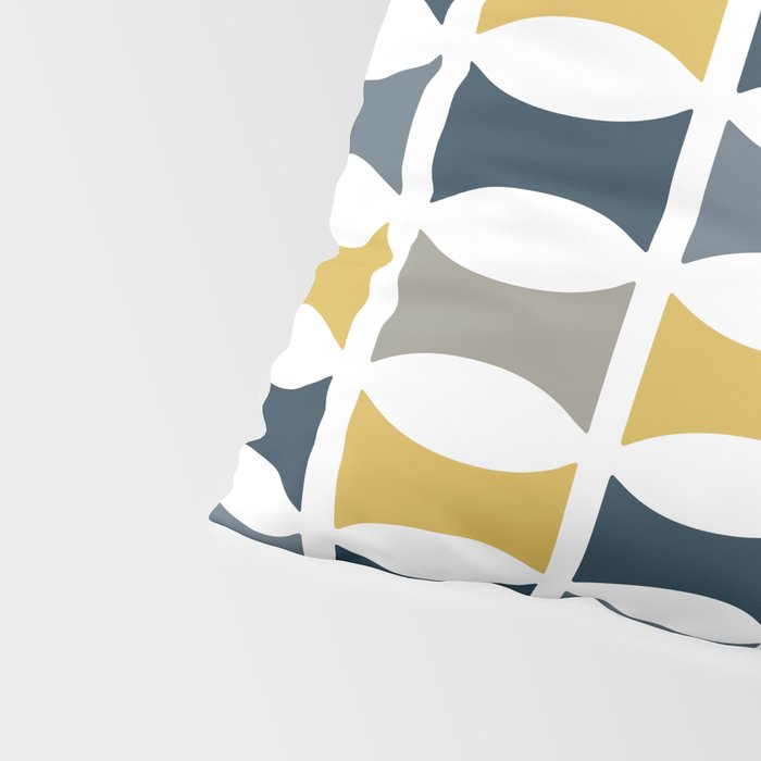 Mid Century Modern Geometric Pattern Navy Blue, Mustard Yellow, Gray Pillow Sham Gallery Image 4