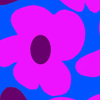 Large Pink and Purple Retro Flowers Blue Background #decor #society6 #buyart Coffee Mug Gallery Image 2