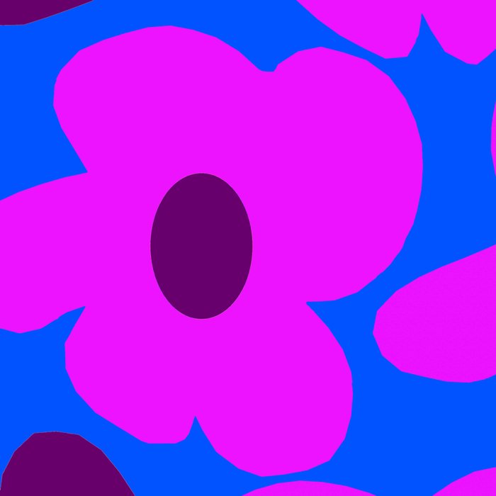 Large Pink and Purple Retro Flowers Blue Background #decor #society6 #buyart Coffee Mug Gallery Image 2