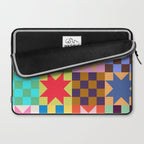 Colorful Patchwork Quilt Star Pattern Modern Geometric Abstract Blocks in Bright Bold Colors Laptop Sleeve Gallery Image 2