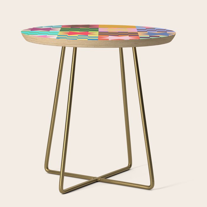 Colorful Patchwork Quilt Star Pattern Modern Geometric Abstract Blocks in Bright Bold Colors Side Table Gallery Image 1