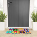 Colorful Patchwork Quilt Star Pattern Modern Geometric Abstract Blocks in Bright Bold Colors Welcome Mat Gallery Image 3