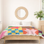 Colorful Patchwork Quilt Star Pattern Modern Geometric Abstract Blocks in Bright Bold Colors Duvet Cover Gallery Image 3