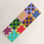 Colorful Patchwork Quilt Star Pattern Modern Geometric Abstract Blocks in Bright Bold Colors Yoga Mat Gallery Image 1