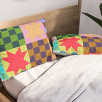 Colorful Patchwork Quilt Star Pattern Modern Geometric Abstract Blocks in Bright Bold Colors Pillow Sham Gallery Image 2