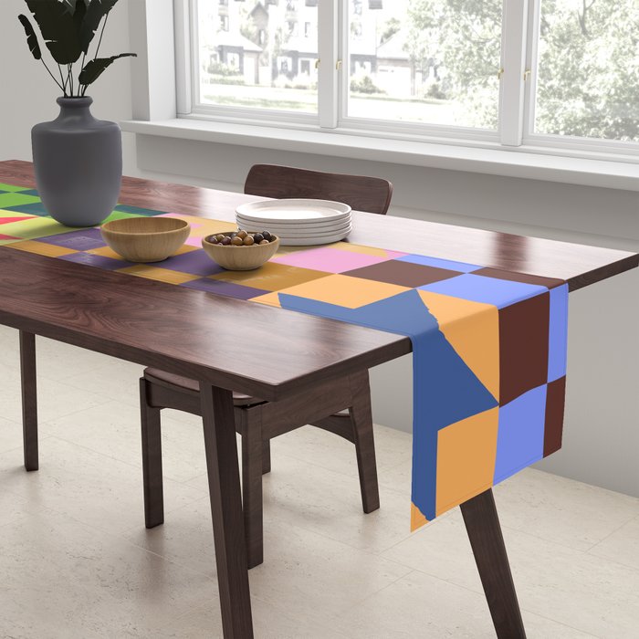Colorful Patchwork Quilt Star Pattern Modern Geometric Abstract Blocks in Bright Bold Colors Table Runner Gallery Image 2