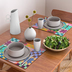 Colorful Patchwork Quilt Star Pattern Modern Geometric Abstract Blocks in Bright Bold Colors Placemat Gallery Image 2