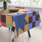 Colorful Patchwork Quilt Star Pattern Modern Geometric Abstract Blocks in Bright Bold Colors Tablecloth Gallery Image 3