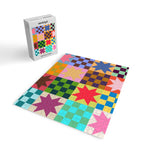 Colorful Patchwork Quilt Star Pattern Modern Geometric Abstract Blocks in Bright Bold Colors Jigsaw Puzzle Gallery Image 2