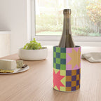 Colorful Patchwork Quilt Star Pattern Modern Geometric Abstract Blocks in Bright Bold Colors Wine Chiller Gallery Image 4