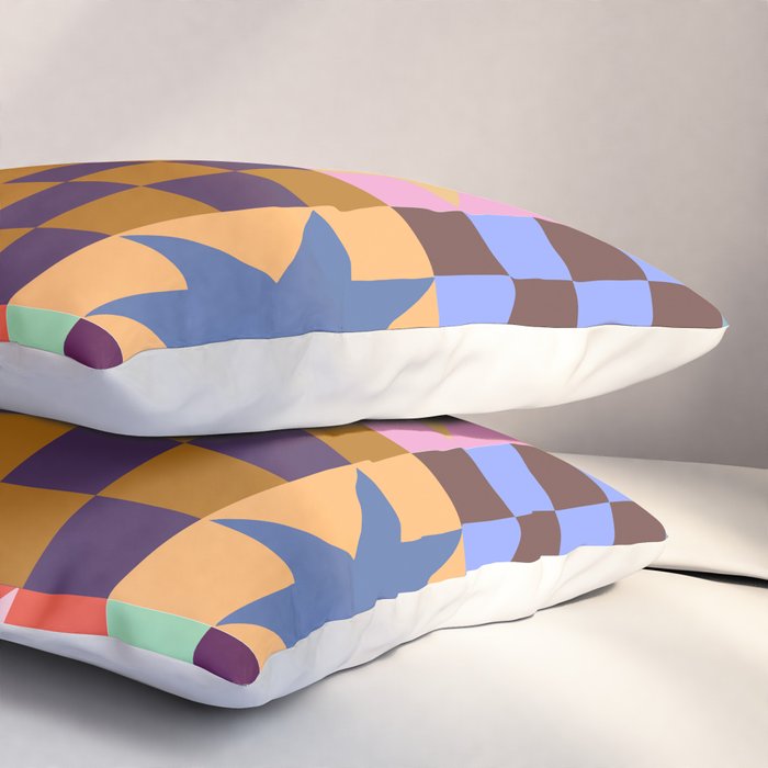Colorful Patchwork Quilt Star Pattern Modern Geometric Abstract Blocks in Bright Bold Colors Pillow Sham Gallery Image 3